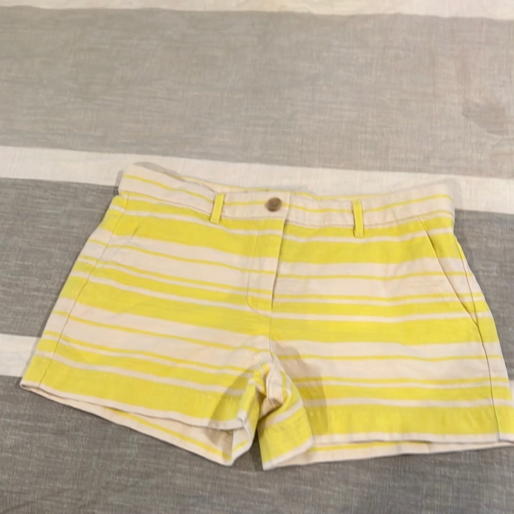 Bright yellow and cream striped shorts